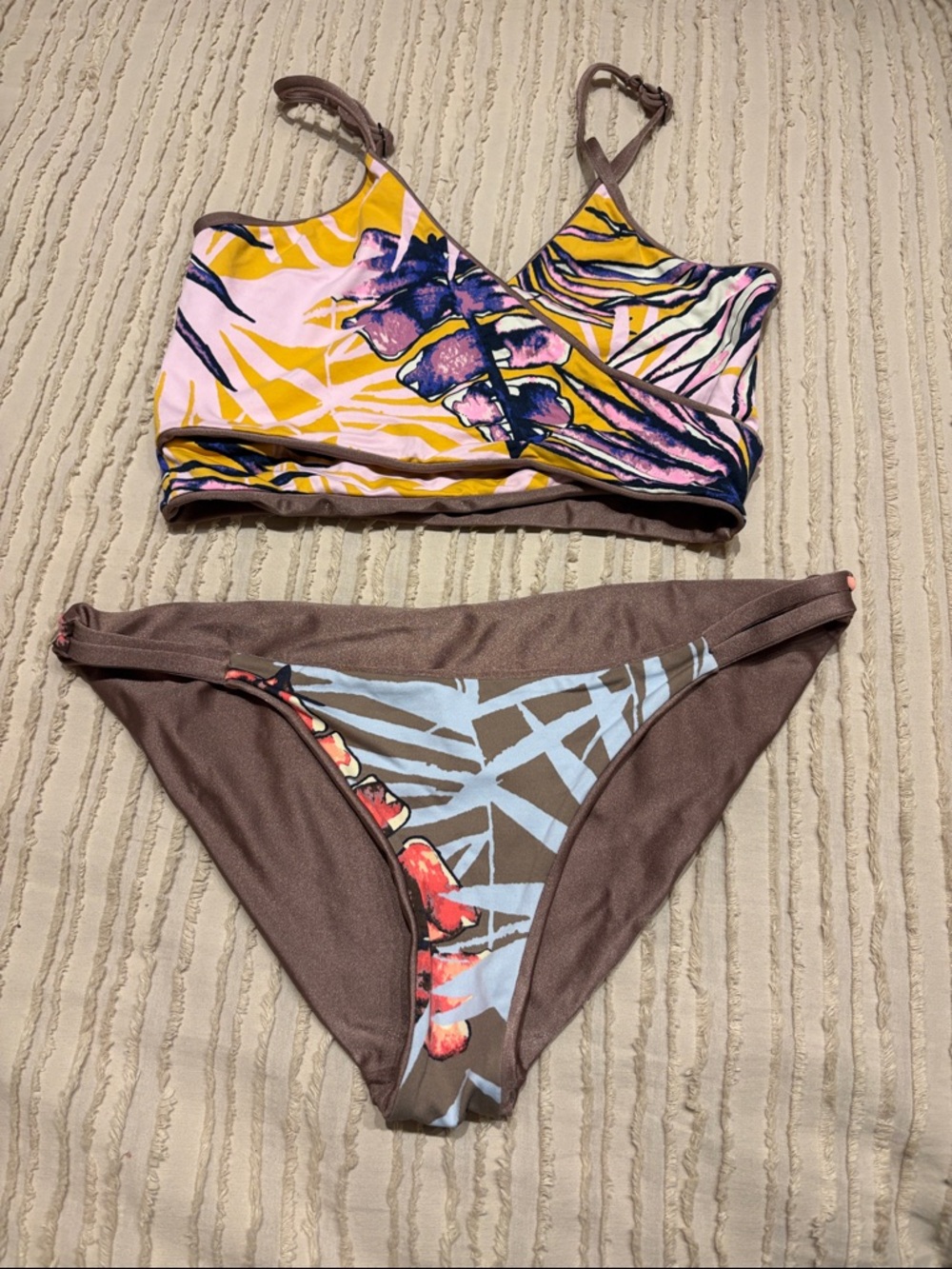 Brown Floral-Print Women’s Bikini Set - Unbranded